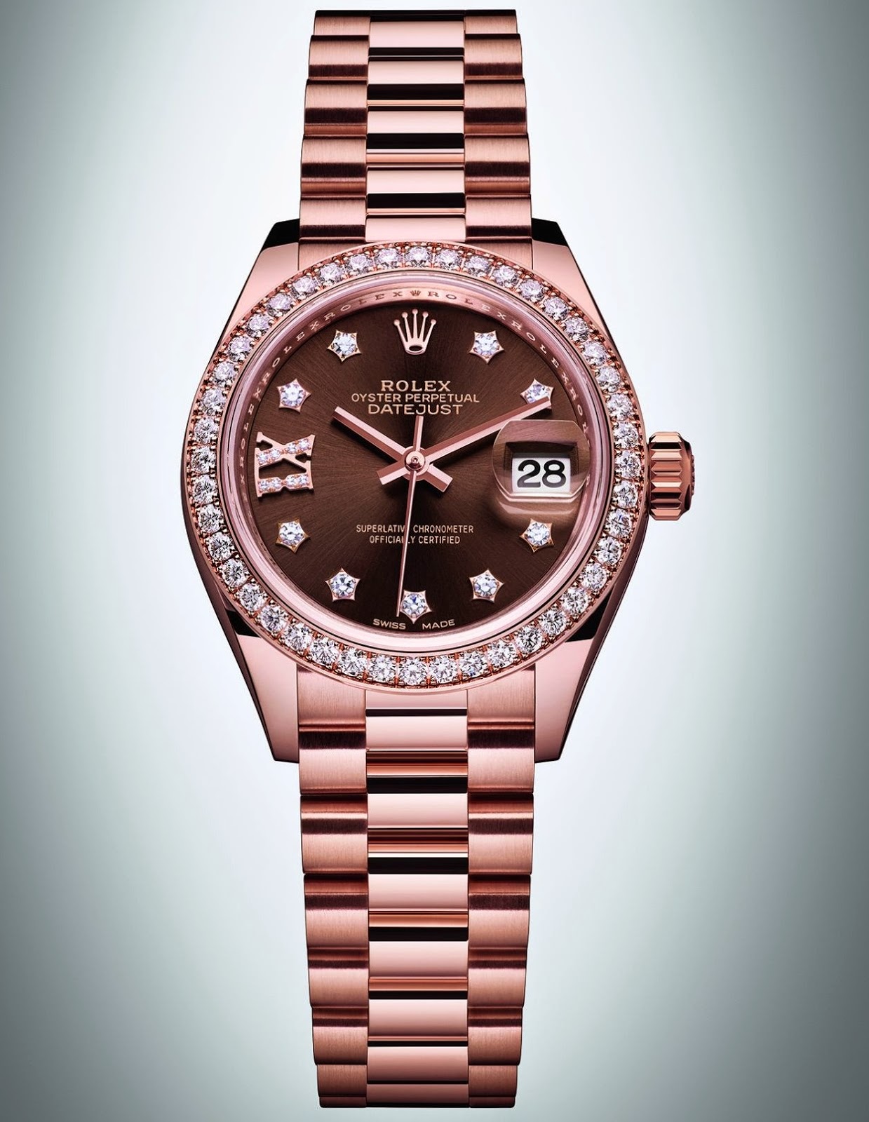Rolex Oyster Perpetual Lady-Datejust 28 Everrose Gold Copy Watches for Sale