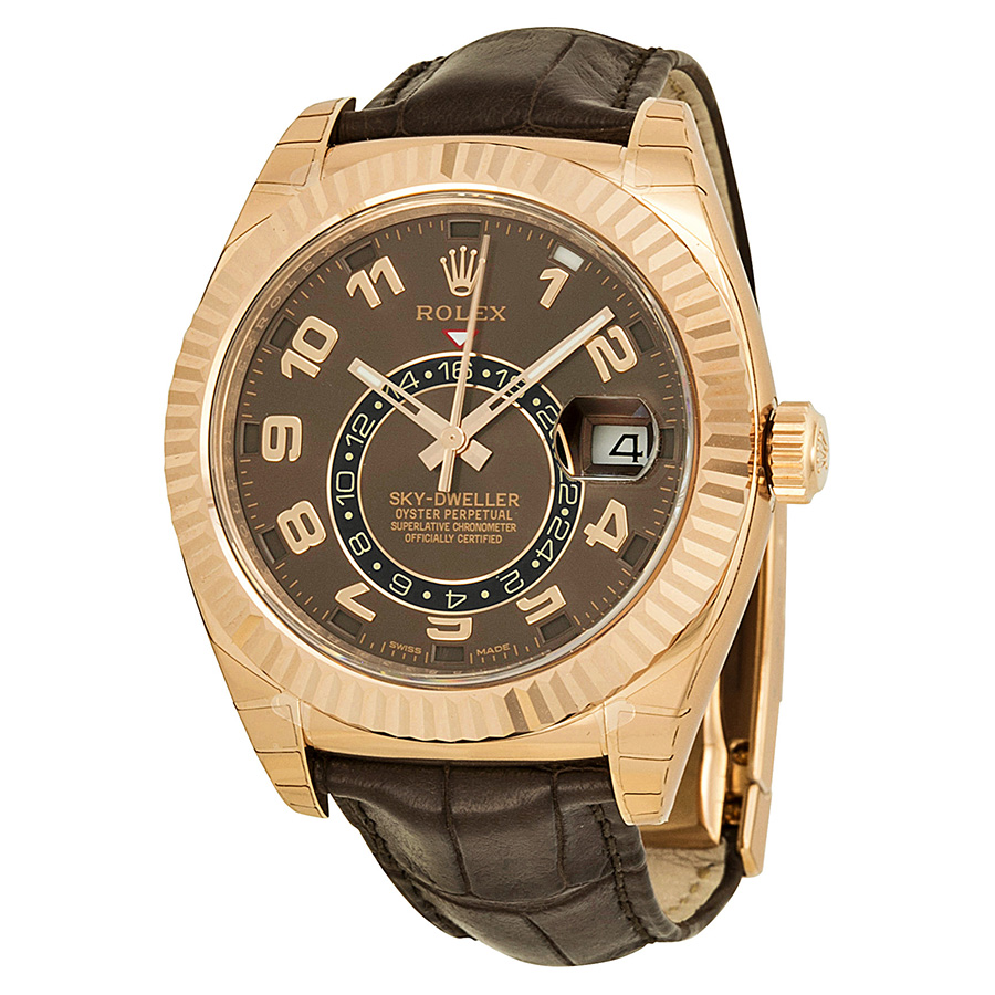 Rolex Sky Dweller Rose Gold Case Copy Watches 