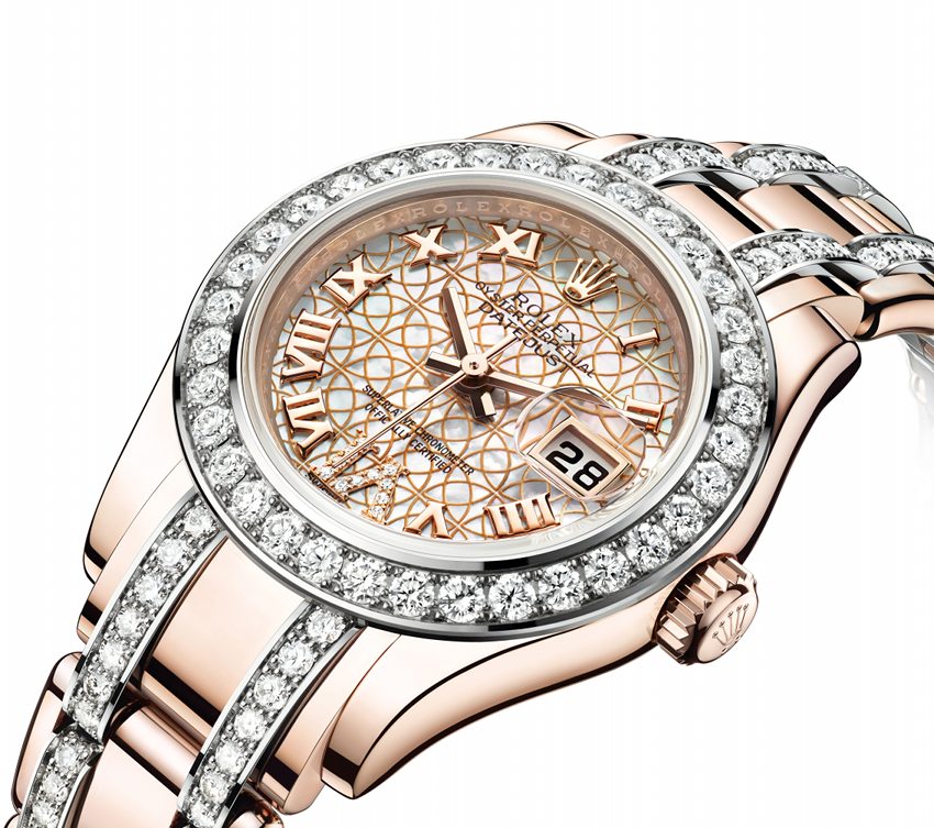 Rolex Pearlmaster Diamonds Bezel Mother-of-Pearl Dial Watch