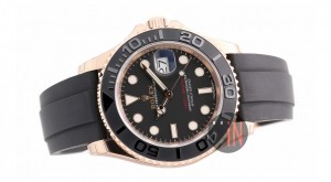 rolex yachtmaster rose gold rubber strap replica watch